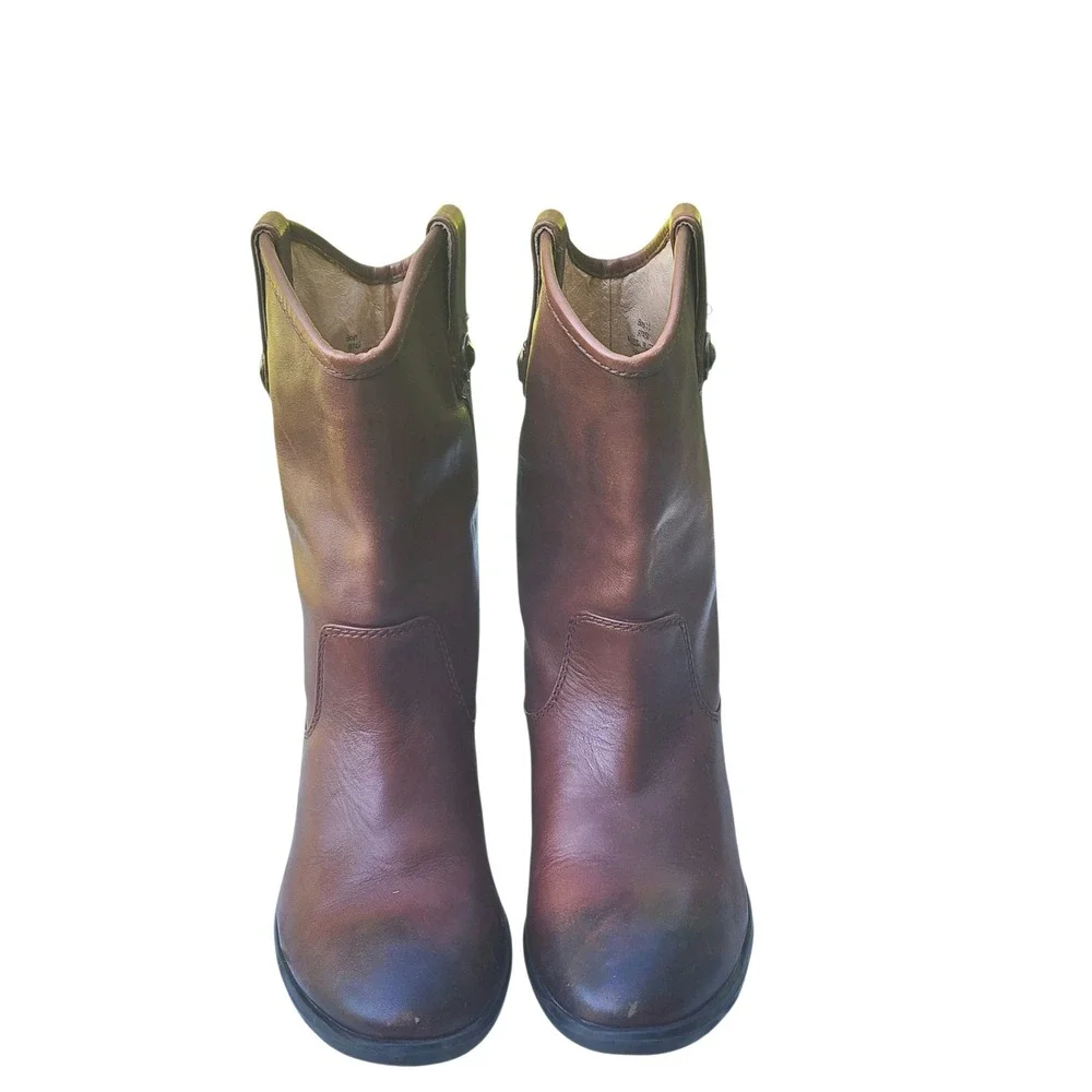 Frye Melissa Button Cognac Brown Leather Kids Boots Size 1.5 97450 F0044/D12
